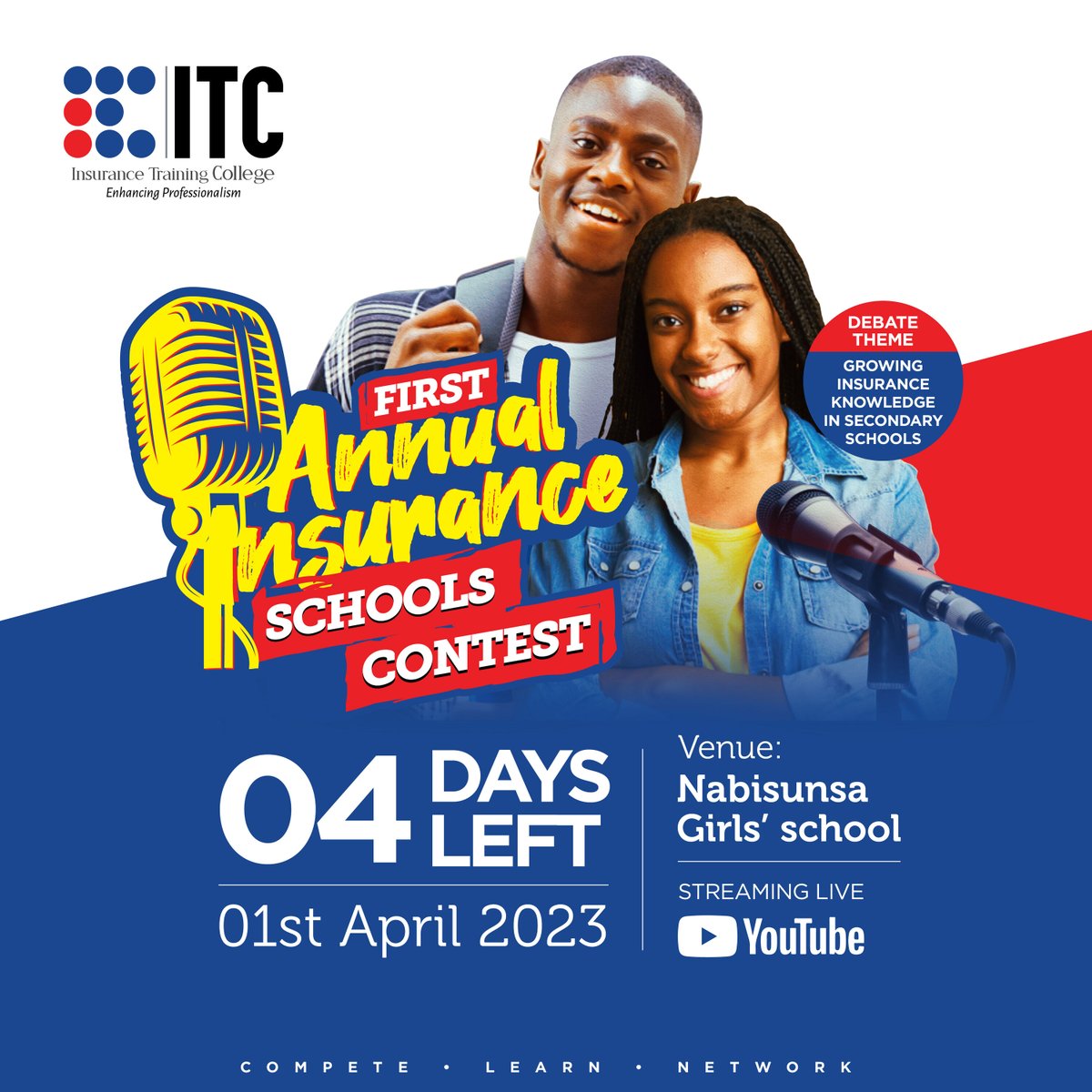 ITC_Kampala's tweet photo. 📣 Attention all insurance enthusiasts! 📣

Only 4 days left until the secondary schools' insurance contest! 🎉 27 secondary schools in one place with lots of amazing prizes to win! 🏆

Are you ready??  #InsuranceContest #WinBig #4DaysToGo https://t.co/dW3dRZWqab