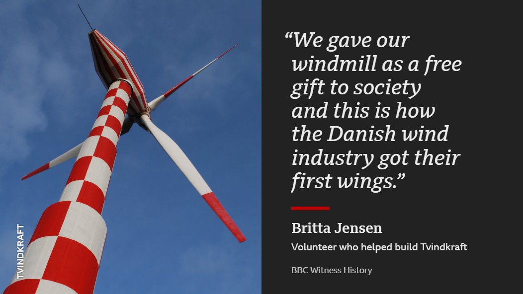 BBC_CurrAff's tweet photo. How one windmill revolutionised the wind energy industry 🌬

In 1978, a group of volunteers in Denmark built their own wind turbine to power a school.

On #BBCWitnessHistory teacher Britta Jensen explains how the design changed everything...

🎧 https://t.co/SXFqCjHwV3 https://t.co/J9NC3Vrf2V