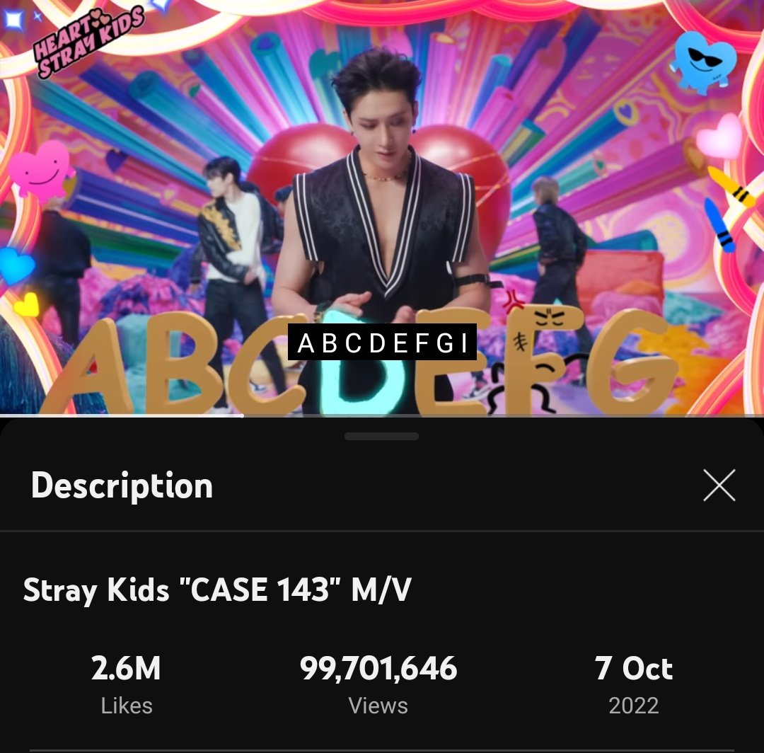 StrayKidsGlobal's tweet photo. #CASE143 M/V has surpassed 99,7M views
Less than 300K left Stay!
💗https://t.co/5D9YBwmeHO
#RacetoCase143 #Case_100M https://t.co/agFzXcl7ZP