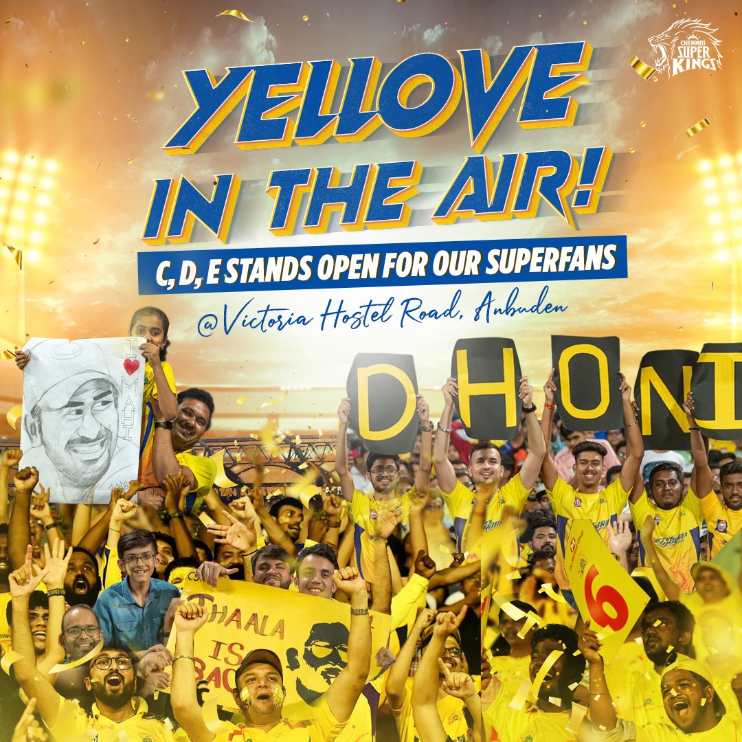 Pawan_174's tweet photo. Great news for CSK fans Stadium is open for fans today to witness the practise session of CSK &amp; to See Thala... 
#Dhoni #CSK #ChennaiSuperKings #Practisesession #chepauk #standsopen #livepractisesession #IPL2023 #whistlepodu #CSKTicket https://t.co/CZ4EtWYh3M