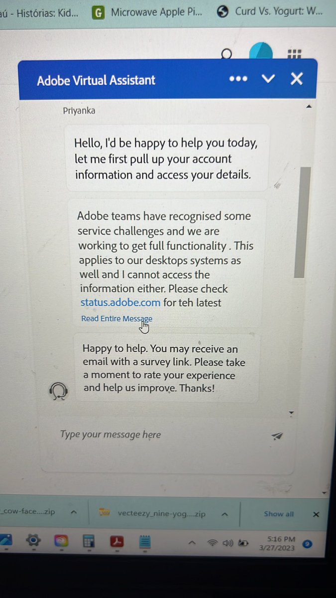 betheangel's tweet photo. @AdobeCare your indian support team just keeps logging off from conversation and then asking for feedback… https://t.co/wbEWfjwRkq
