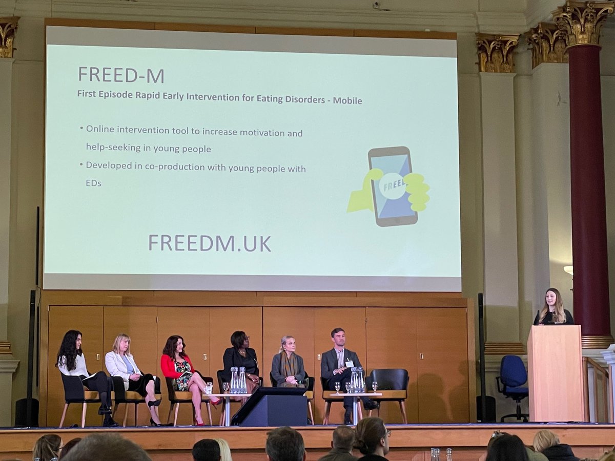 HINSouthLondon's tweet photo. Learning about #FREED Mobile (or ‘FREED-M’) from @DinaMonssen of @KingsEDResearch. FREED Mobile is an innovative tool to reduce barriers for young people seeking help with #EatingDisorders and increasing their motivation to enact positive change. https://t.co/MPEBqVNbyY