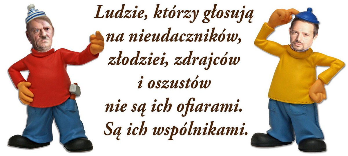 Najbardziej przykre jak wiele Polaków kieruje się małostkowymi duperelami nie zauważając, że walka toczy się o byt Polski.
Mówię do leminga wytresowanego przez TVNy, że nie ma bezrobocia, biedy, że Polacy wracają z wygnania a on odpowiada mi, że Kaczor ma brudne buty.
Litości!!!