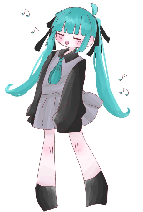 歌うミクちゃん   #初音ミク #イラスト #絵柄が好きっていう人にフォローされたい