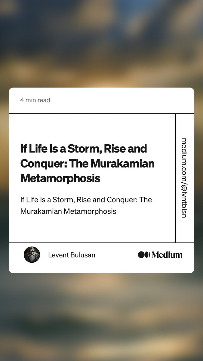 “Once the storm is over, you won’t remember how you made it or survived. You won’t even be sure the storm is really over. But one thing is for sure when you come out of that storm, you won’t be the same person who went into it. - Haruki Murakami”

link.medium.com/vBerZpcAvyb
