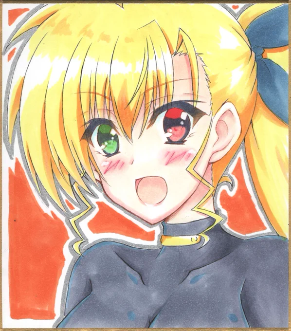 こっちがサークルカットも含めて描いたヴィヴィオちゃんです(*'▽`*)グレースケールにする事もあったので明るめの髪カラーになってます(≧◇≦) 