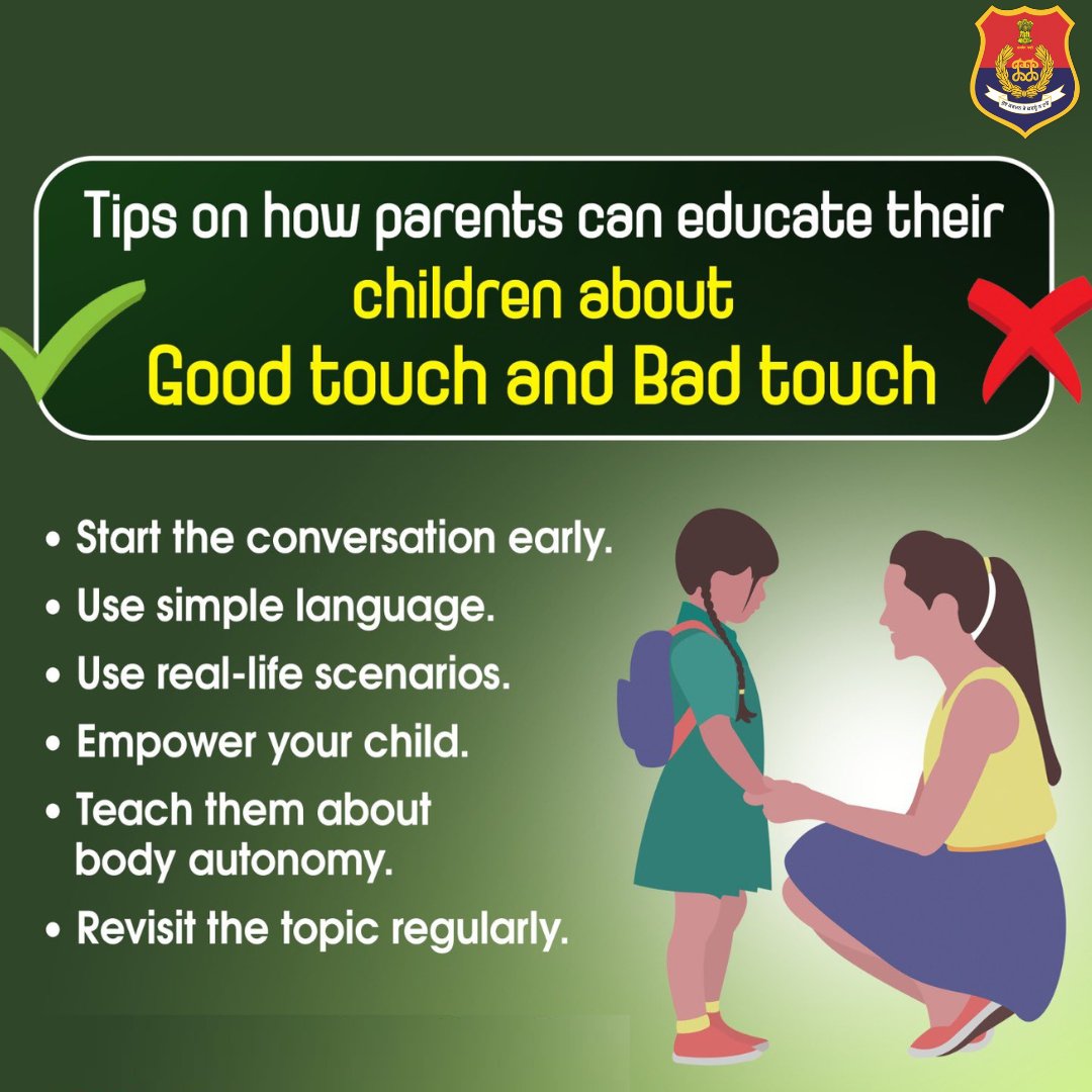 PP_kapurthala's tweet image. Remember that teaching children about #goodtouch and #badtouch is an ongoing process that requires patience, understanding, and repetition.
#ChildSafety