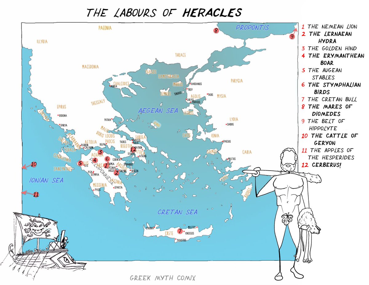 GreekMythComix's tweet photo. All my ✨Heracles Comix✨ so far - including Labours 1-7, and this old Labours map:

https://t.co/Jm4lfVtp7W https://t.co/yOPHXfqPXr