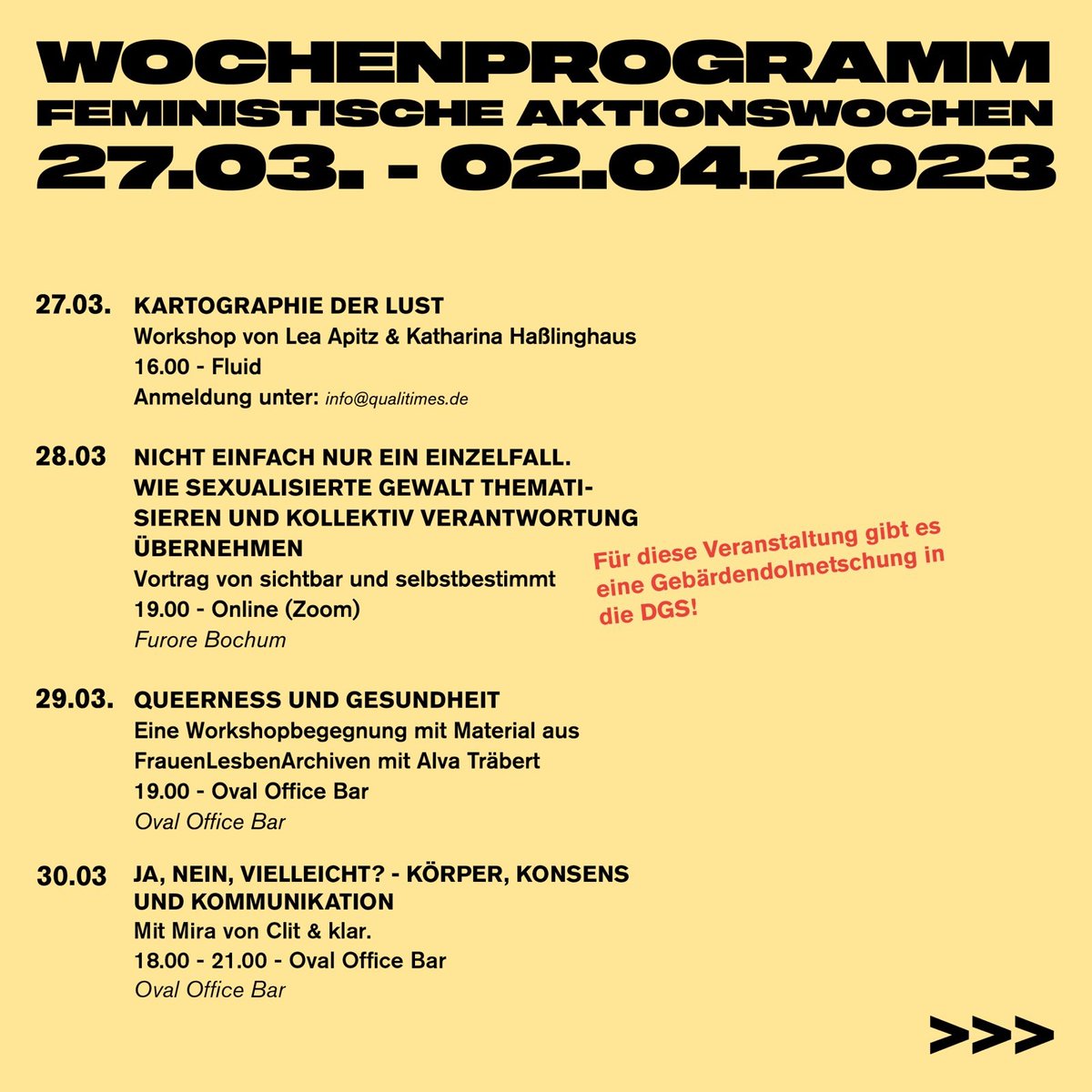 furorebochum's tweet photo. Endspurt! Die letzte Woche der Feministischen Aktionswochen 2023 ist angebrochen! Bevor es für dieses Jahr zu Ende geht, hier noch ein knackiges Programm!
https://t.co/e4f113ky4e
#unruhigbleiben #stayrestless #feministischeaktionswochen #bochum #feminism https://t.co/z6Upa3h0ap