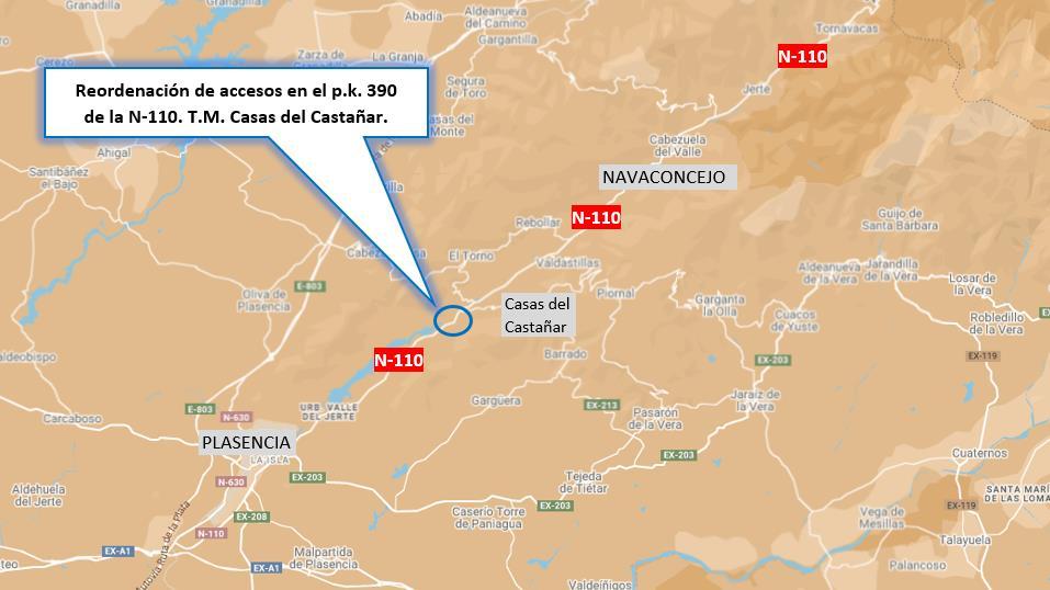 Aprobado por 167.638 euros el proyecto para reordenar los accesos de la carretera N-110 en Casas del Castañar (#Cáceres). ℹ️ Permite avanzar hacia la aprobación final del proyecto de construcción. Más información 📝👉bit.ly/3JNl5K6 #DGCarreteras
