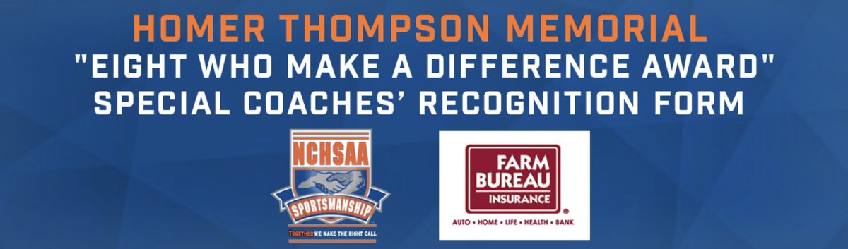 Deadline Approaching: Homer Thompson 'Eight Who Make A Difference' Award recognizes eight coaches who exemplify good sportsmanship and are positive role models for student-athletes!! Deadline: April 1, 2023. nchsaa.org/parents-studen…