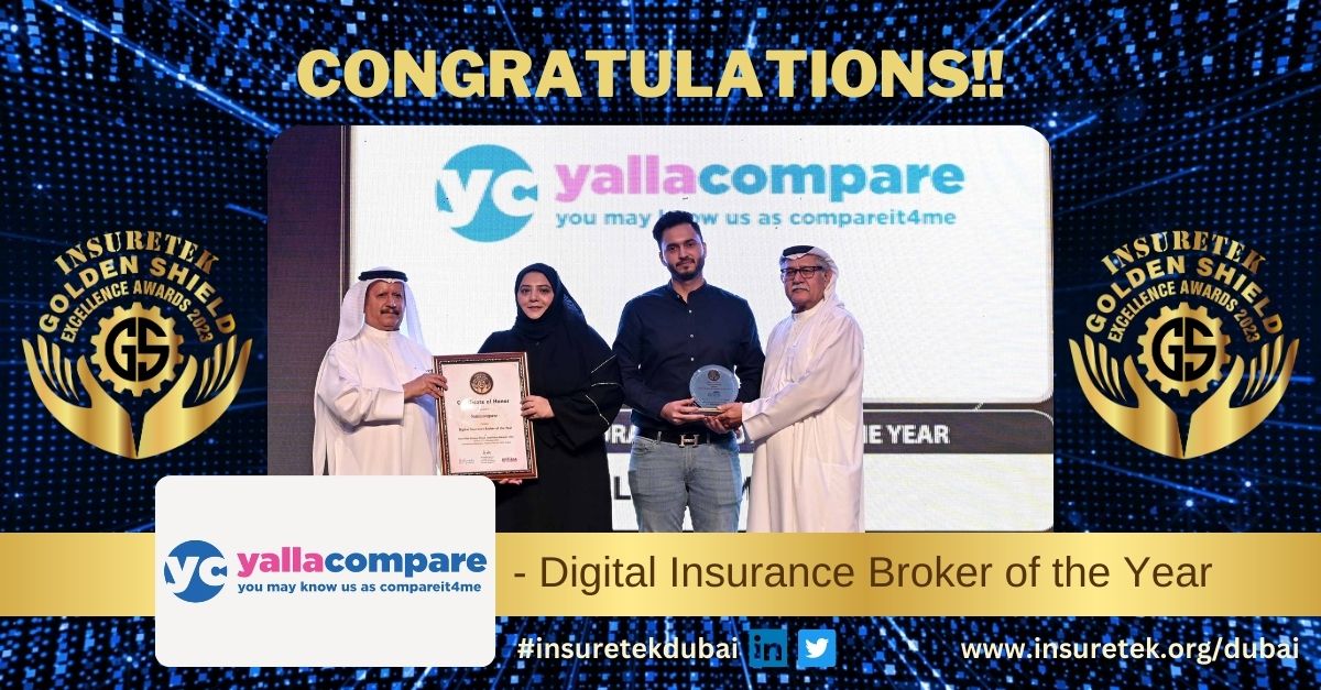 🎉 Congratulations @yallacompare , winner of InsureTek Golden Shield Excellence Awards 2023 Dubai 𝐃𝐢𝐠𝐢𝐭𝐚𝐥 𝐈𝐧𝐬𝐮𝐫𝐚𝐧𝐜𝐞 𝐁𝐫𝐨𝐤𝐞𝐫 𝐨𝐟 𝐭𝐡𝐞 𝐘𝐞𝐚𝐫. 🎉
#insuretekdubai #insurtech #yallacompare #digitalinsurance