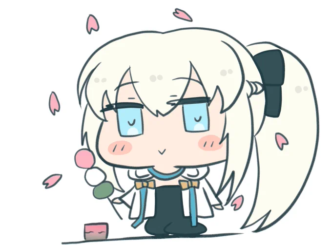 #みなさん去年の今頃はどんな絵描いていましたかお花見おだんごもるがんちゃん。 