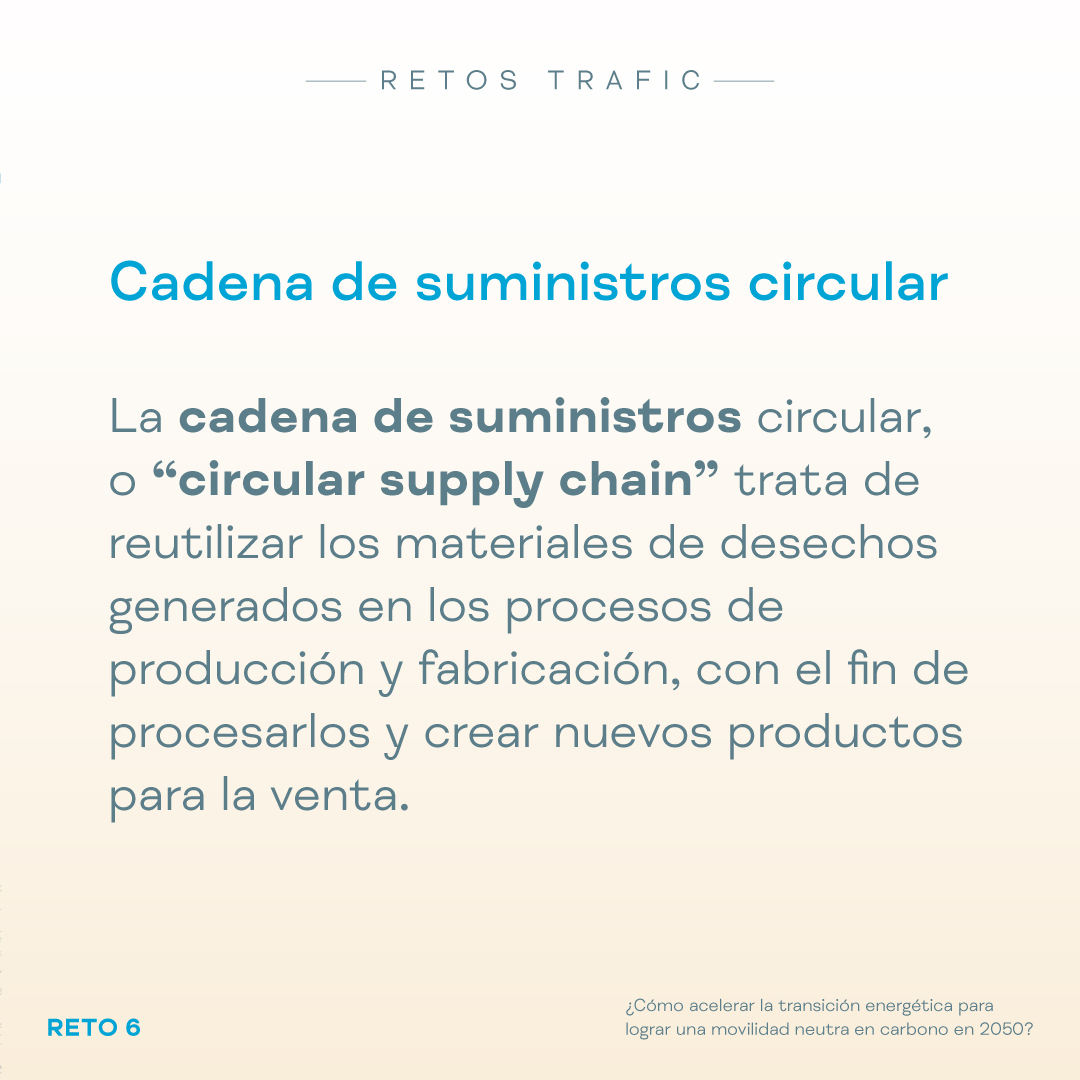 Globalmobcall's tweet image. ♻️ Desde @trafic_ifema lanzan un nuevo reto proponiéndonos cómo acelerar la transición energética para lograr una movilidad neutra en carbono en 2050. Desde #GlobalMobilityCall, consideramos que una de las formas es con la cadena de suministros circular 👇
