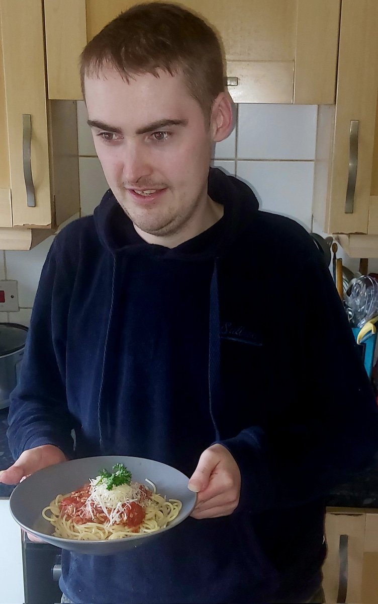 It's autism acceptance week. Let's focus on what autistic people can do, not what they can't do, Ryan made this spaghetti bolognese for tonight's tea . #autism