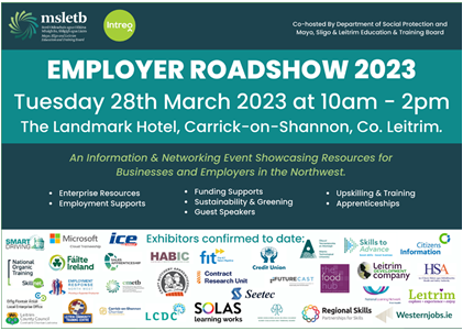 North West Regional Skills look forward to attending <a href="/msletb/">MSLETB</a>  Employer Road Show tomorrow 28th March in Carrick on Shannon. This event brings together the many organisations that can provide resources for employers in the region ##regionalskills #SkillsNorthWest