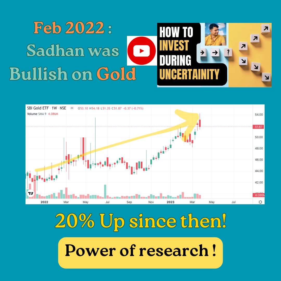 sadhansimplify's tweet image. Hi Investors! 

Word on the street is buy #Gold now. 

Back in Feb 2022 we made a detailed investment case for #Gold at start of #UkraineWar Link:▶️youtu.be/FquUtjxdqAg?t=…

Since then  gold have gained 20%  outsmarting equities handsomely :)

Please share our work with friends:)