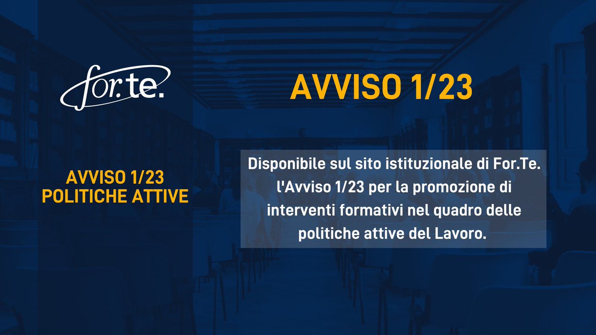 Il Consiglio di amministrazione del fondo For.Te. ha approvato un avviso che stanzia dieci milioni di euro per finanziare piani formativi aziendali volti a sostenere politiche attive del lavoro.

fondoforte.it/avviso-1-23-2/