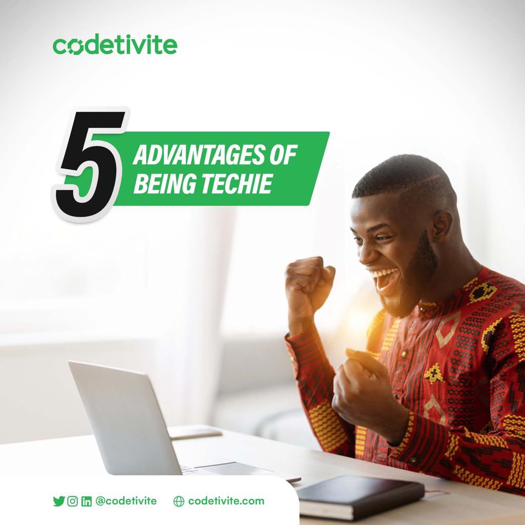 codetivite's tweet photo. Today We are going to share 5 advantages of being Techie
#techie #weareCodetivite #developers #dev #devcareers https://t.co/5boqVTCAX7