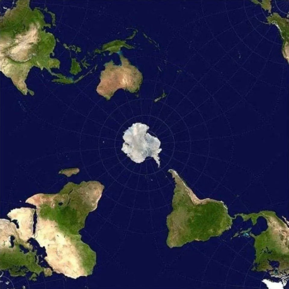Just an Antarctica-centric map of the world to mess with your head. Source: buff.ly/2RBhyVP