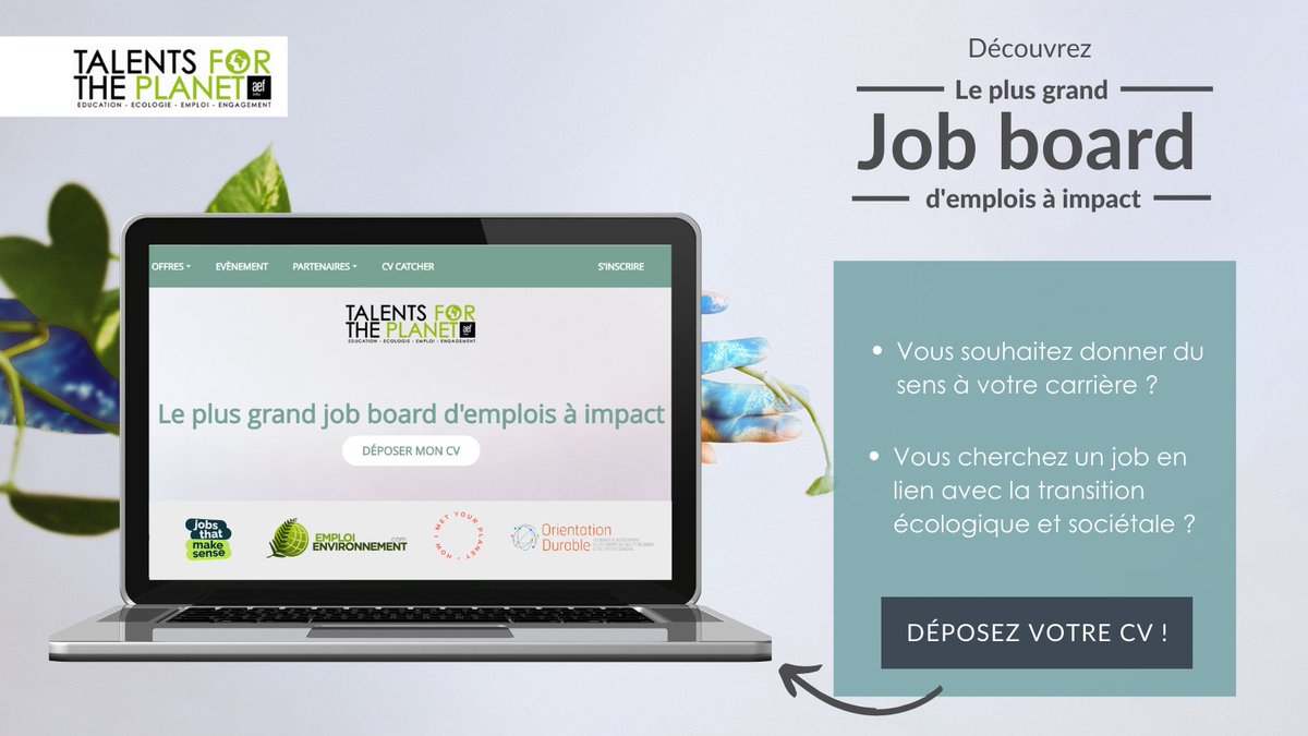talents4planet's tweet photo. [JOB BOARD 1/2]👉Le plus grand job board d'emplois à impact est disponible encore 1 mois ! 

Retrouvez les offres de tous nos partenaires sur une seule plateforme⬇️

🌱Energie, agriculture, transports durables, protection de la biodiversité… tous les secteurs y sont ! https://t.co/YqrPyKsbry