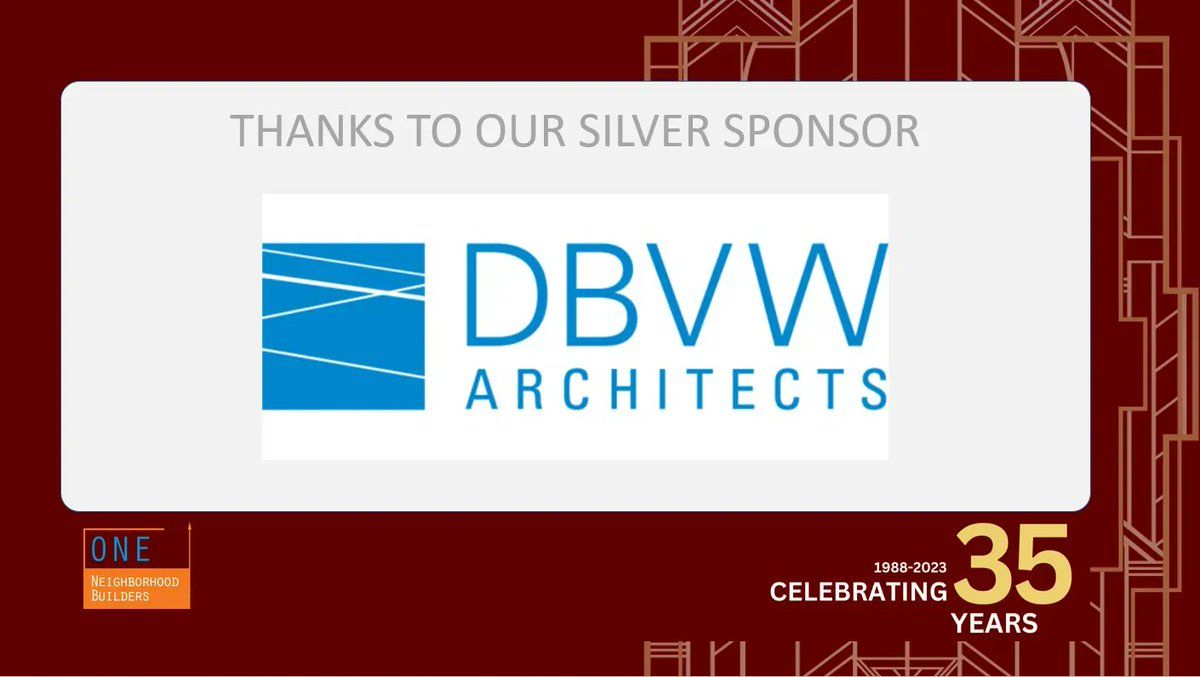 1_neighborhood's tweet photo. We are excited to announce that #DBVWArchitects will be joining us as a Silver Sponsor for ONE|NB's 35th Anniversary Celebration on May 24. Thank you for your support and partnership in building thriving communities over the years. #onenb35th https://t.co/Jysjz9vybk https://t.co/sQIvRmrx7c