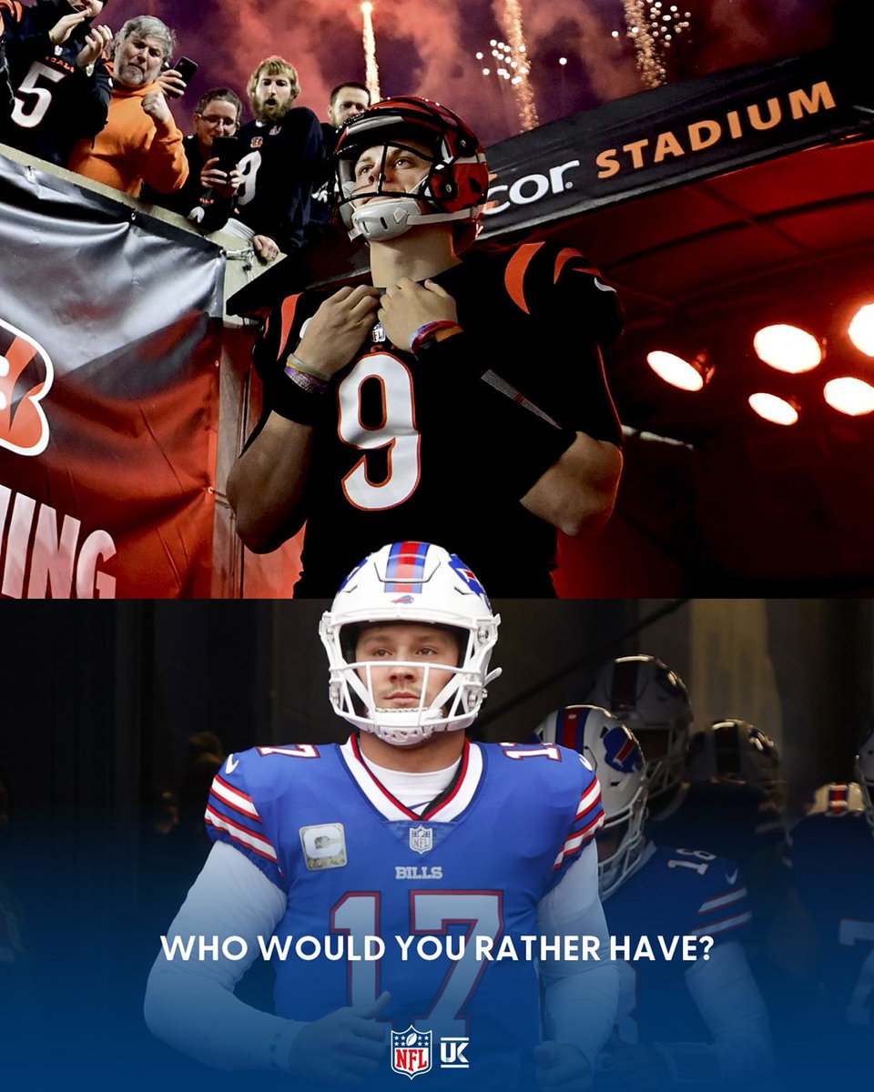NFLUKIRE's tweet photo. Two studs, but you can only select one. 

RT for Joe Burrow.
❤️ for Josh Allen. https://t.co/wYHrYVj3hO