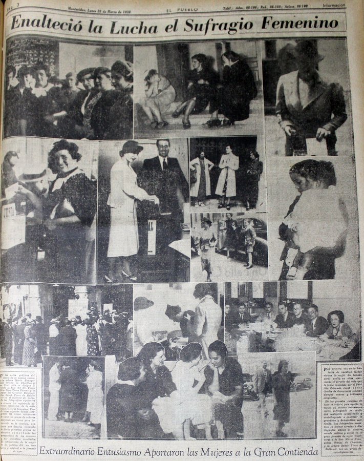 27 de marzo | 🗳️Se cumplen 85 años de la primera elección presidencial en la que votaron las mujeres uruguayas (1938). 

Recordamos que el primer voto femenino de nuestro país, y de Sudamérica, se llevó a cabo en el plebiscito de Cerro Chato (3/7/1927).

📷Diario El Pueblo.