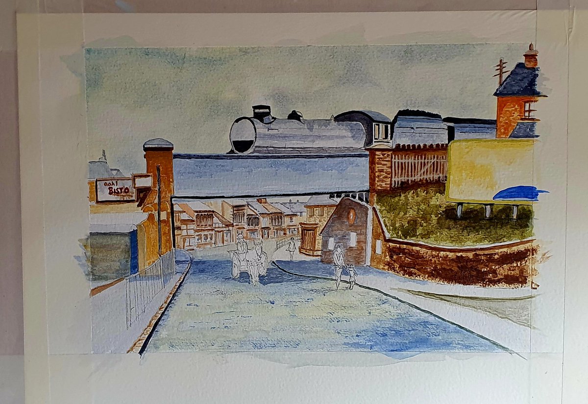 Something a bit different for me...a steam train! Todays progress. Will see how it turns out...lots to do. #acrylic #watercolourpaper