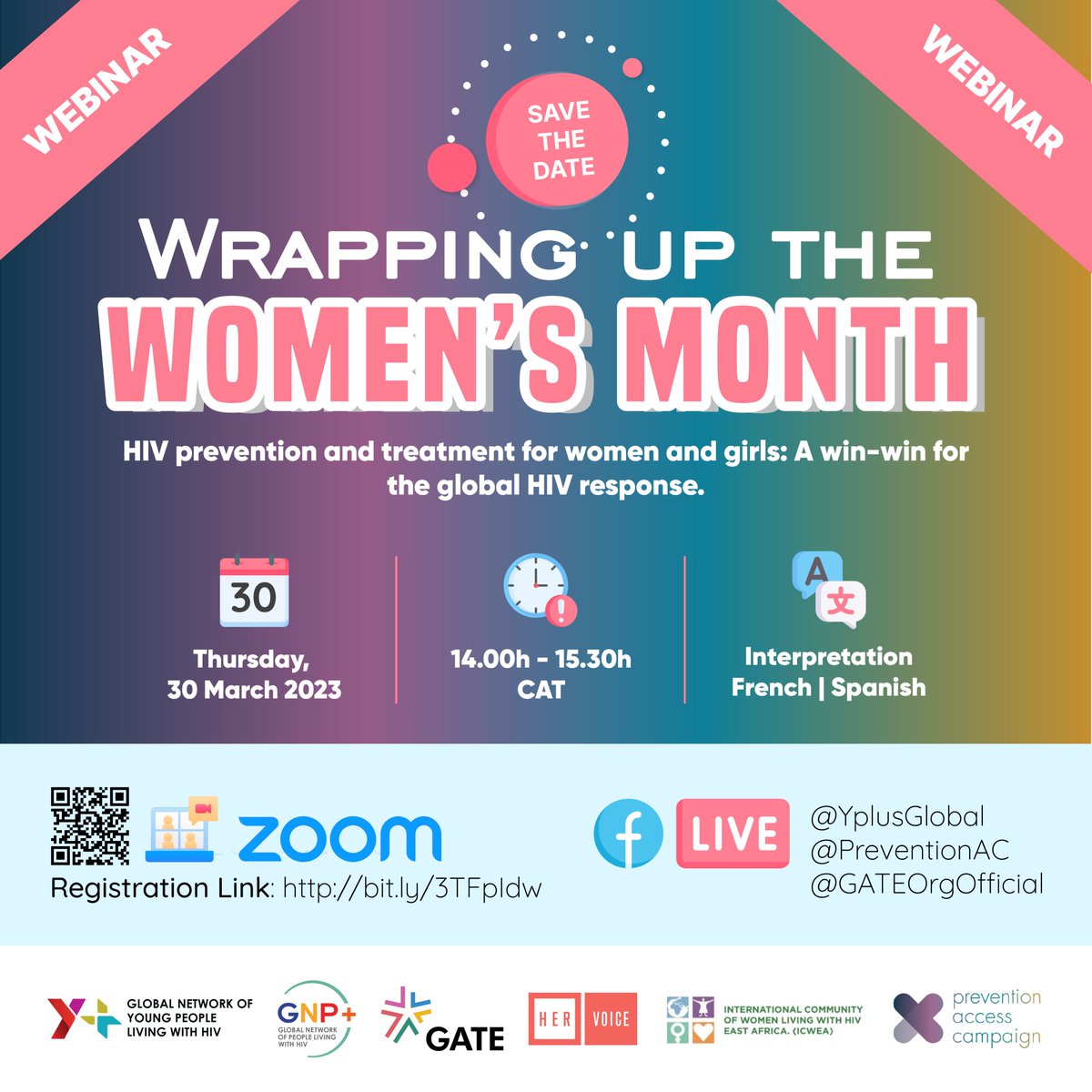 Register &amp; get involved!📣Join us on Thursday, 30 March at 2pm (CAT), for a webinar on girls' and women's diverse perspectives on #HIV prevention and treatment and its impact on the global HIV response. 
Register👉 bit.ly/3TFpIdw #WomensMonth
