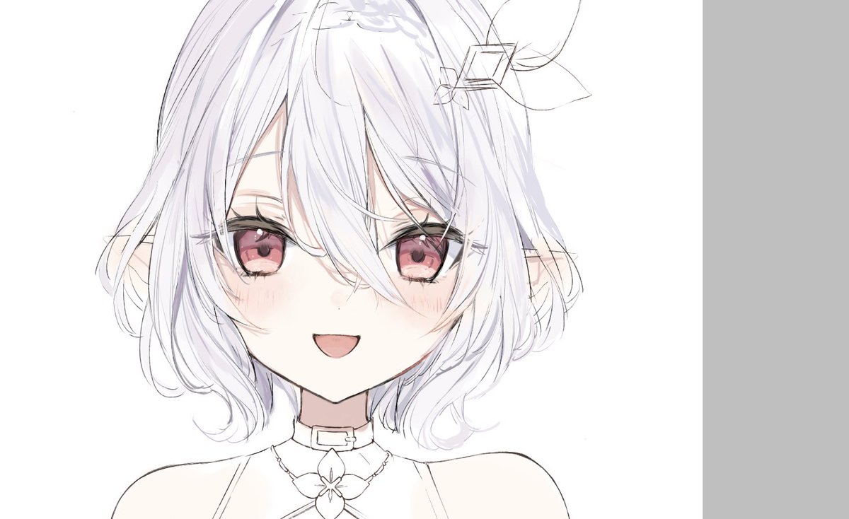 kokkoro (princess connect!) 1girl solo pointy ears hair between eyes smile short hair white background  illustration images