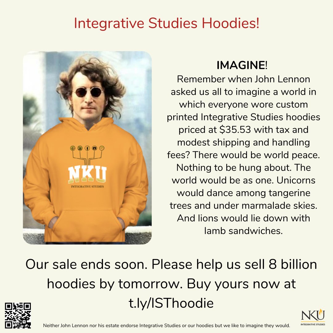 Order your custom Integrative Studies Hoodie now at t.ly/ISThoodie. Promotion ends tomorrow. #nku #nkuist <a href="/nkuedu/">Northern Kentucky University</a> <a href="/NKUArtSci/">NKU Arts Sciences</a> <a href="/NKUalumni/">NKU Alumni</a> @nkualps <a href="/NKUOnline/">NKU Online Learning</a> @NKUcareers <a href="/NKUDevelopment/">NKU Development</a> <a href="/FYHubNKU/">NKU First-Year Student Success Hub</a> <a href="/NKUGraduate/">NKU Graduate Education</a>
