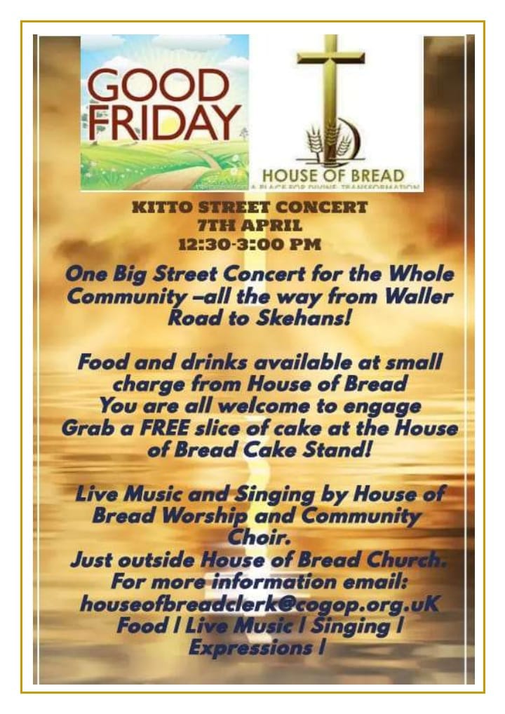 On Good Friday, our friends at the House of Bread on Kitto Road are hosting a Street Festival, concert, and fish fry from 1230p. There will even be free cake! 

If you live in or around Telegraph Hill, it sounds like it will be an amazing afternoon.