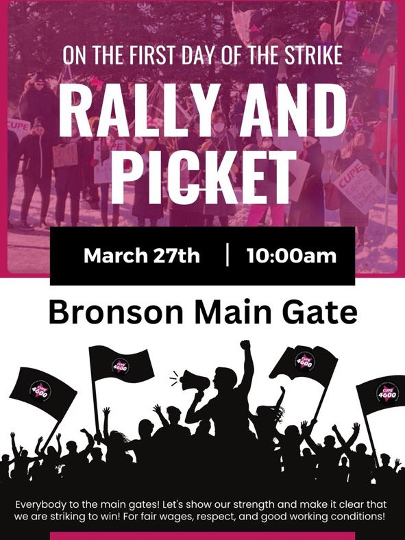 cuasa's tweet photo. CUASA stands in solidarity with our @cupe4600 colleagues who are striking for a fair deal from @Carleton_U. We encourage our members to join the rally today at 10am at the Bronson entrance, if you're free and able to attend.

Strike info for CUASA members: https://t.co/L6EIBfdbEk https://t.co/YwBIzwzEjy