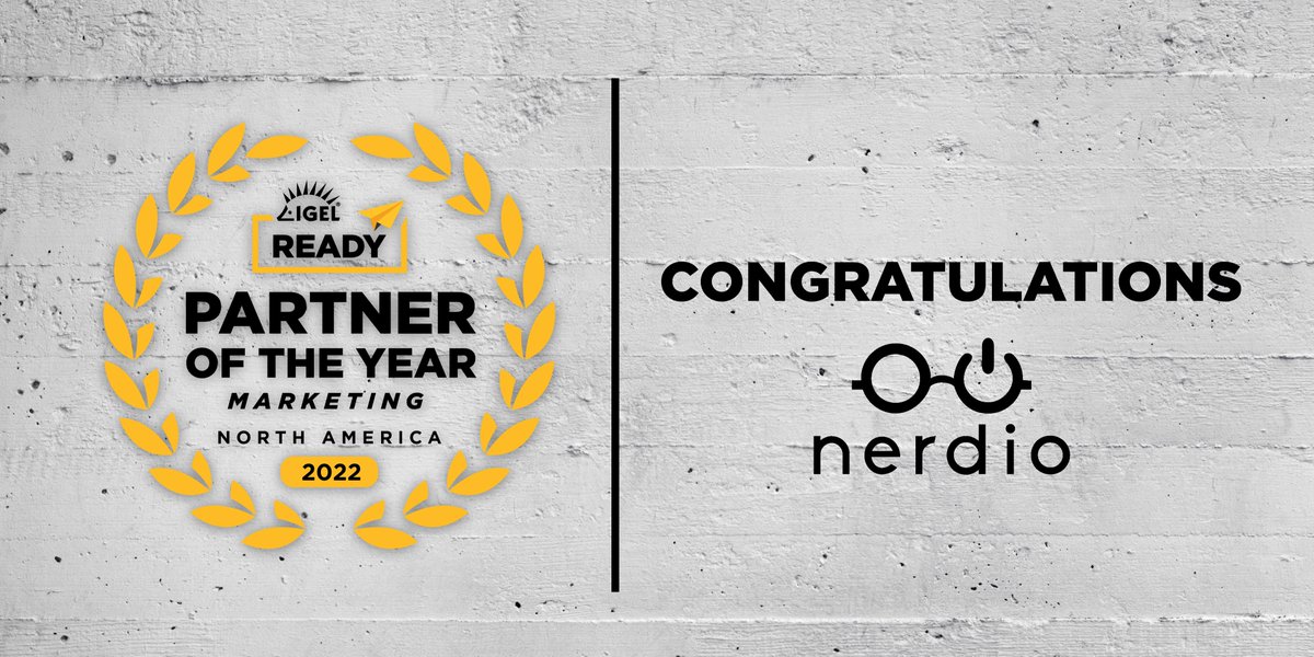 dandillman's tweet photo. Congratulations to #Nerdio as the #IGELReady North American Marketing Partner of the Year award winner! Join #IGEL and Nerdio, a platinum sponsor, for #DISRUPT23 in Nashville on April 3-5. Register today. #EUC #cloudPC #cloudworkspace #enduser https://t.co/Rap4E1gh2h https://t.co/kQI7yJTn4n