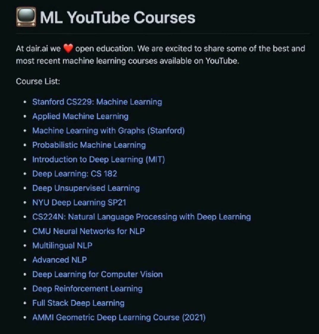 gp_pulipaka's tweet image. A Repository of #MachineLearning YouTube Courses! #BigData #Analytics #DataScience #AI #IoT #IIoT #PyTorch #Python #RStats #TensorFlow #Java #JavaScript #ReactJS #CloudComputing #Serverless #DataScientist #Linux #Programming #Coding #100DaysofCode  
geni.us/YouTube-Courses