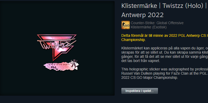 realgleff's tweet photo. Notable benchmarks for different stickers I own. All prices are on Steam market! MOUZ hit 130 euro, Cloud9 hit 50 euro, G2 soon on 20 euro, and with the Intel Grand Slam Twistzz is up on 45 euro from 25 euro the day before Faze win yesterday! #csgo #csgostickers https://t.co/LZKG67QYqF