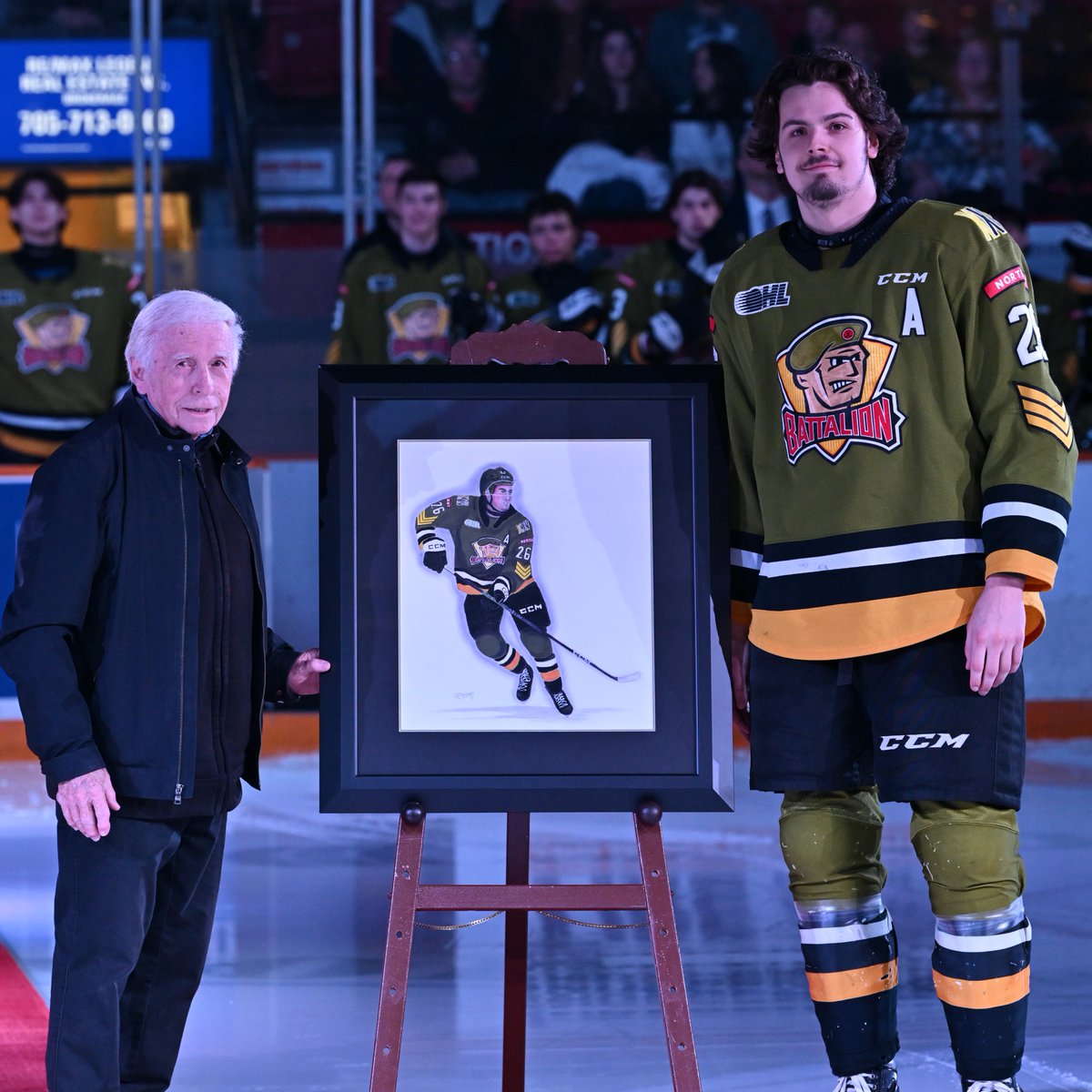 OHLBattalion's tweet photo. While their regular-season careers are complete, their journey is not finished yet.

On Sunday we honoured our Overage players with custom portraits by artist Jack Lockhart.

Congratulations Kyle, Avery, and Kyle! https://t.co/6PBYUXCl5E