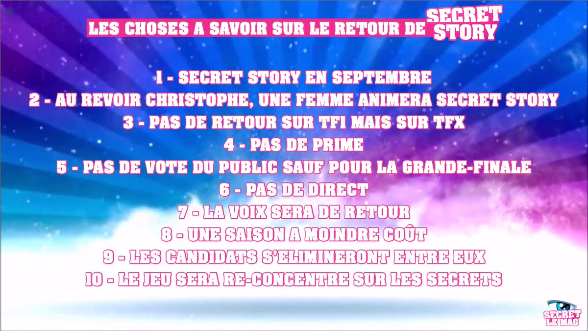 LeMagSecret's tweet photo. Les choses a savoir sur le retour de #SecretStory : https://t.co/Chqm9KPJyP