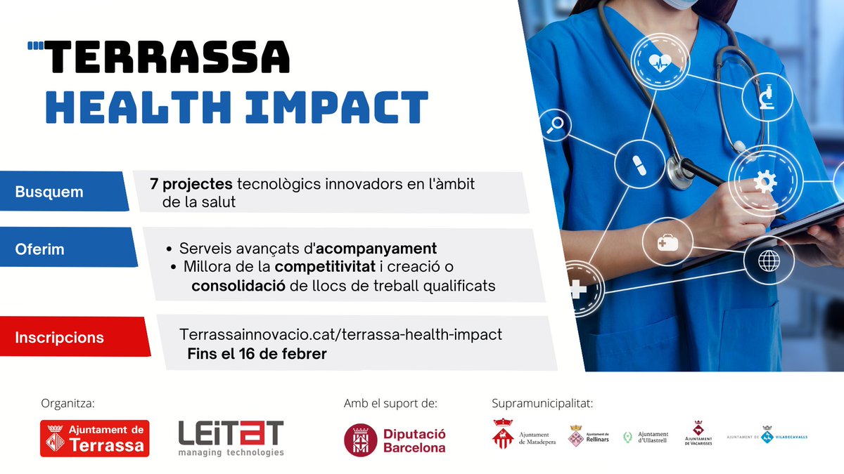 trsinnovacio's tweet photo. @AJTerrassa i @Leitat posen en marxa Terrassa Health Impact per impulsar projectes tecnològics innovadors en #salut. Els projectes participants son @CSTerrassa @Qualud_Health #mycaretech #pointpressure #ManinaMedtech @TheBlueBox_ai @MERSRRHH
@pepforn @NuriaMarinGarc @Trsempresa https://t.co/AZbPZreYfT