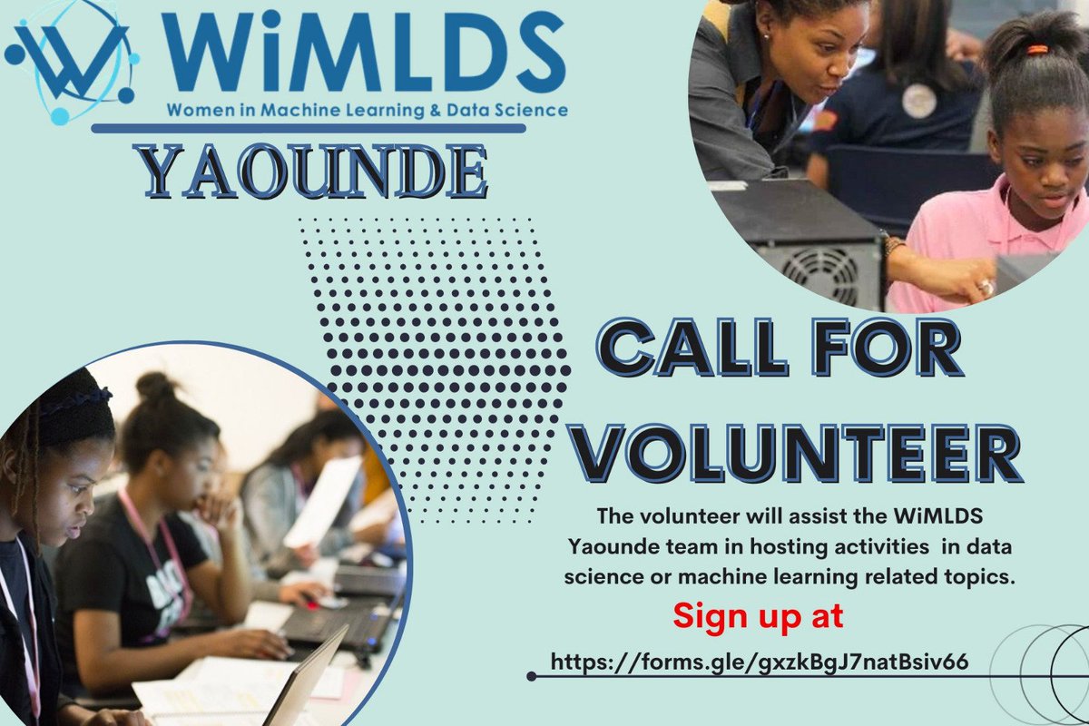 WIMLDS YAOUNDE is seeking volunteers to help in our machine learning and data science activities .  if you are interested, please complete the following form: forms.gle/RjmaXwWbqqUNF3…