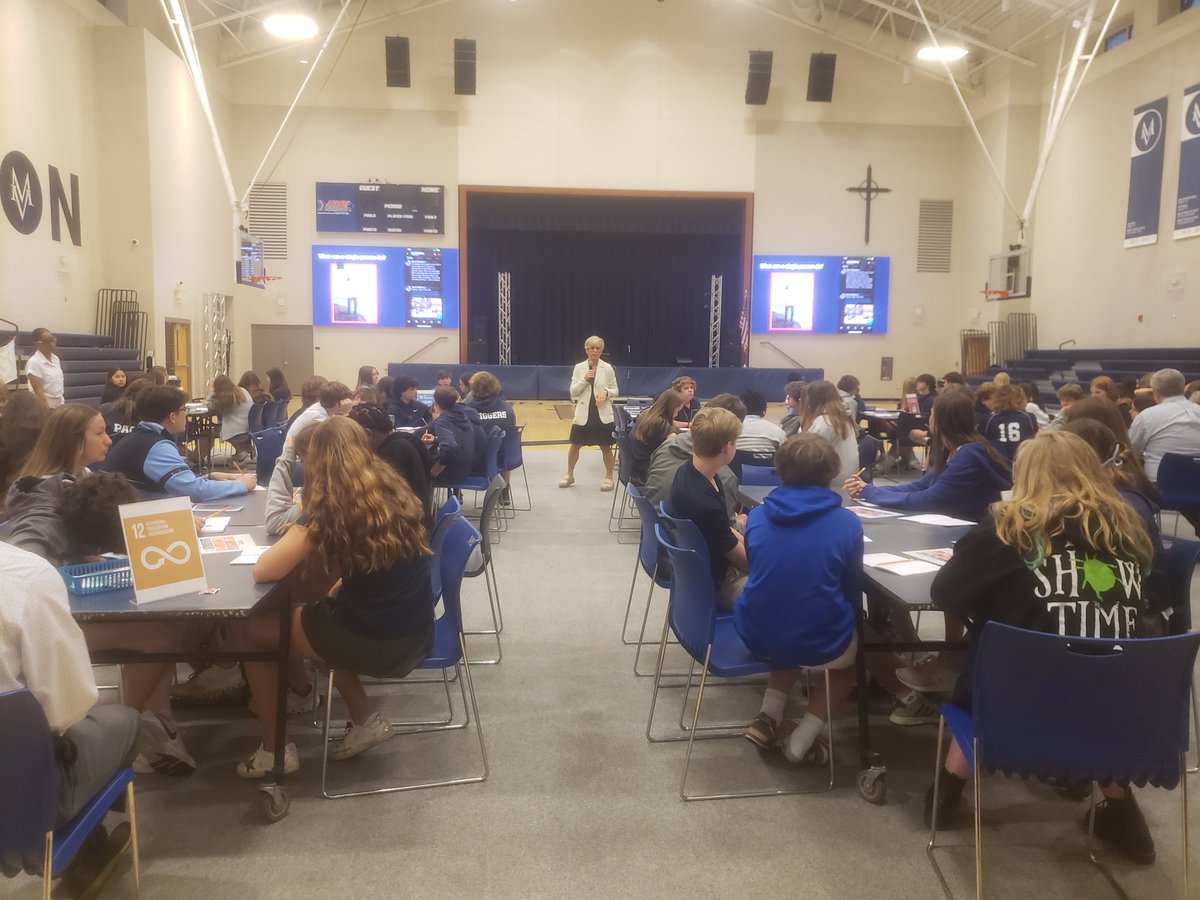 suddithspeaks's tweet photo. "It's not enough to have a great idea- do something with it!" G8 symposium aligns with UN Global goals: improve the life of other people &amp; protect the planet. Agents of change- that's you! Thanks Kristy for inspiring us with your opening message.#G8impact #iDL #PBL @TheMVSchool https://t.co/QZM3m3V5Wa