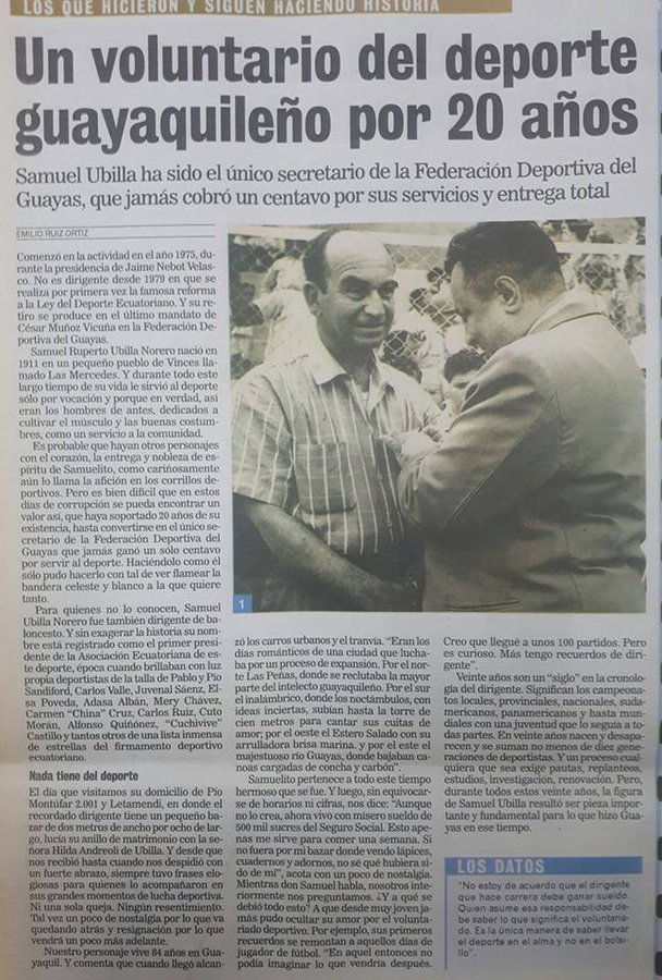 AntonioUbilla1's tweet photo. 27 marzo 1912 nace Samuel Ubilla Norero, dirigente de básket, fútbol, de impecable y desinteresada trayectoria dirigencial  en Federación Deportiva del Guayas, de los verdaderos directivos con vocación de servicio, sin remuneración alguna  #GrandesDirigentes #DonSamuelito https://t.co/6CDHcagVUi