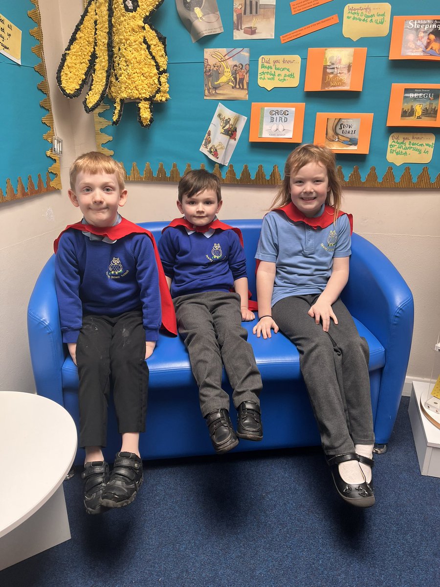 Here are this week's VIP Superheroes Oliver, Joules & Erica. They have been awarded this week's cape for ‘Success’. Well done Fawley Owls #learningtoflyhigh ❤️