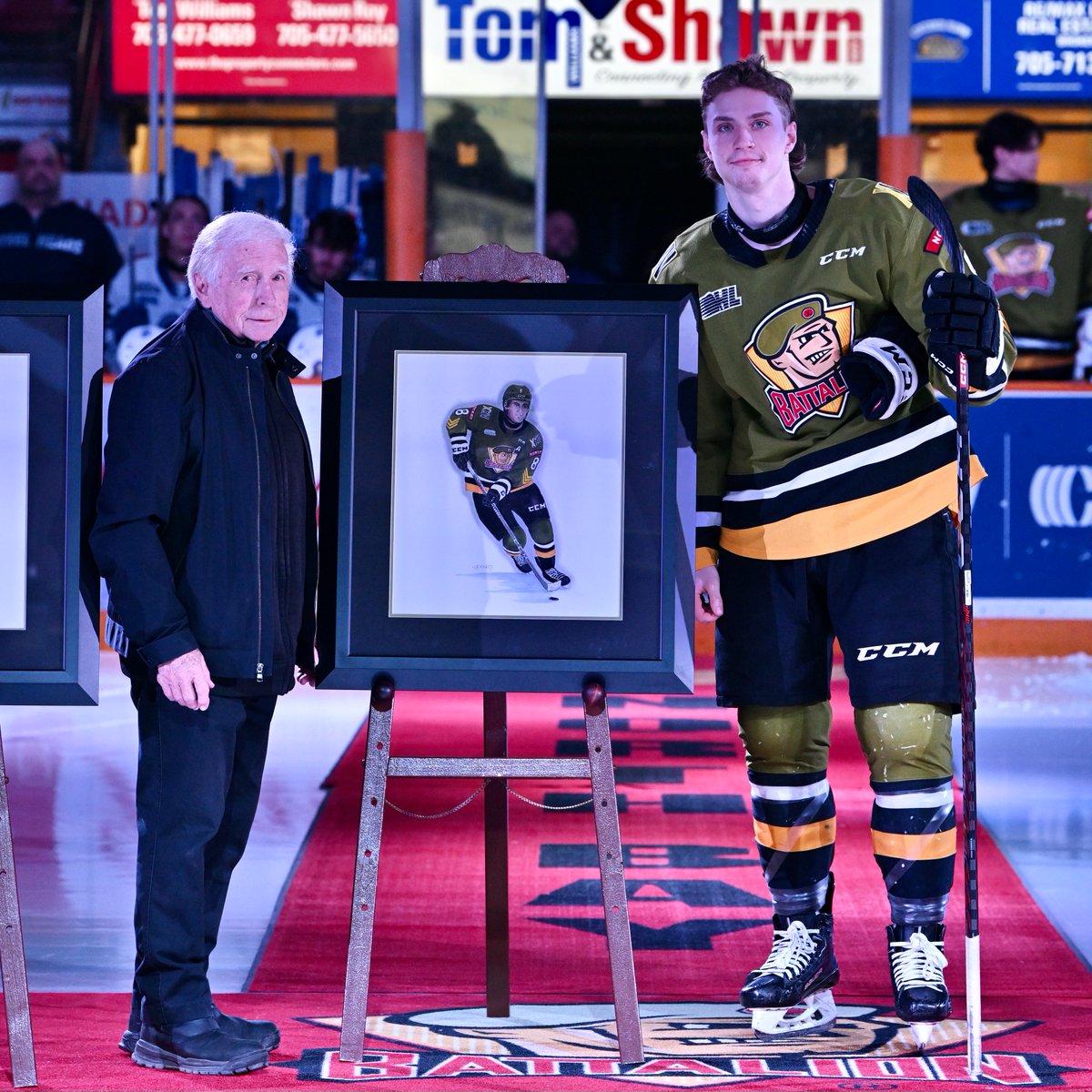 OHLBattalion's tweet photo. While their regular-season careers are complete, their journey is not finished yet.

On Sunday we honoured our Overage players with custom portraits by artist Jack Lockhart.

Congratulations Kyle, Avery, and Kyle! https://t.co/6PBYUXCl5E