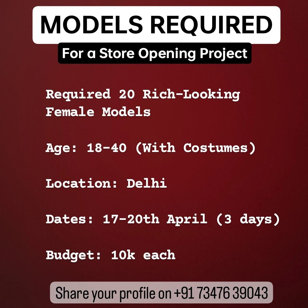 FirstCutWorld's tweet image. #femalemodels required! 

Location #delhi

Apply fast!
Send your profiles on +917347639043

#firstcut #delhimodel #firstcutworld #audition #modeling #models #Casting