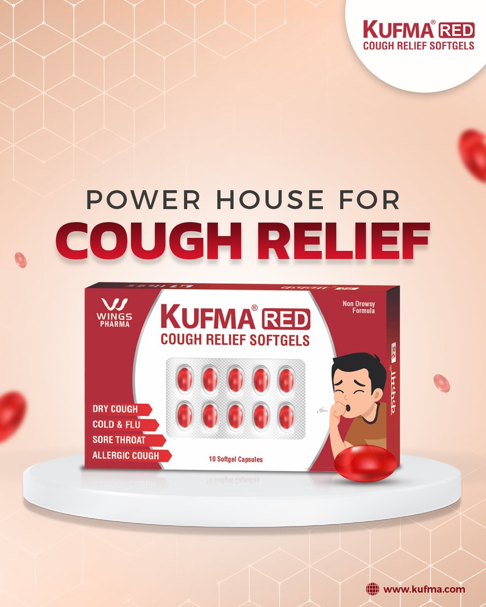 KufmaCough's tweet photo. Kufma Red Cough Relief Soft Gel Capsule is a Power House for Cough Relief
Kufma Red Cough Relief Soft Gels Capsule provides Effective Relief from Dry Cough, Allergy Cough, Sore Throat, Cold and Flu.
#KufmaRed #KufmaRedCapsules #DryCough #CoughRelief #CoughCapsule #QuickRelief https://t.co/u5u1NsUHpL