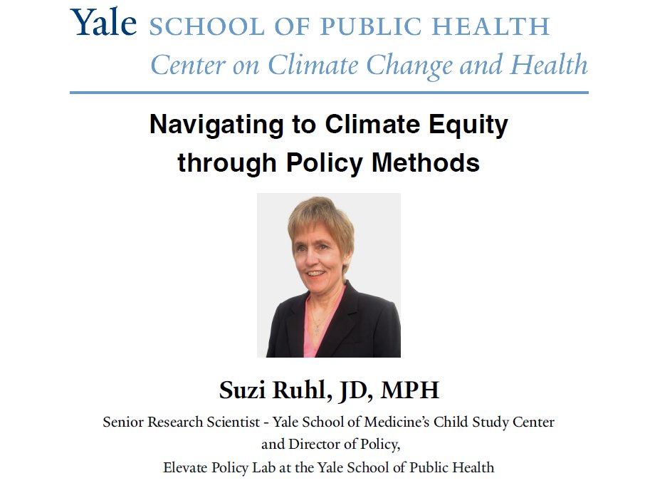 Kai Chen (@chenkai_yale) on Twitter photo Join us for today's <a href="/CCHYale/">Yale Center on Climate Change & Health</a> Seminar at noon by Suzi Ruhl, Senior Research Scientist <a href="/YaleCSC/">Yale Child Study Center</a> and Director of Policy, Elevate Policy Lab <a href="/YaleSPH/">Yale School of Public Health</a>. Ms. Ruhl will be discussing "Navigating to Climate Equity through Policy Methods."
Register: bit.ly/RuhlSeminar Join us for today's <a href="/CCHYale/">Yale Center on Climate Change & Health</a> Seminar at noon by Suzi Ruhl, Senior Research Scientist <a href="/YaleCSC/">Yale Child Study Center</a> and Director of Policy, Elevate Policy Lab <a href="/YaleSPH/">Yale School of Public Health</a>. Ms. Ruhl will be discussing "Navigating to Climate Equity through Policy Methods."
Register: bit.ly/RuhlSeminar