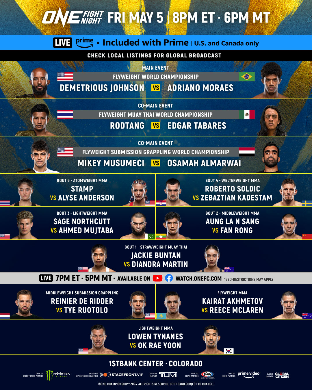 ONE Championship on Twitter: "The full fight card for ONE Fight Night