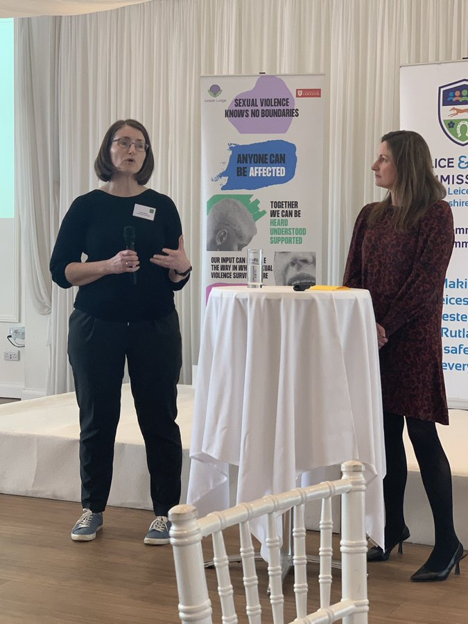 CriminologyLeic's tweet photo. The School's Emma Sleath @EMPOWER_VAWG along with @milliegant1 present on the new #VOICES project that seek to ensure that seldom heard voices have a role in influencing local policy and practice #VAWG https://t.co/p4SaXU4GEL